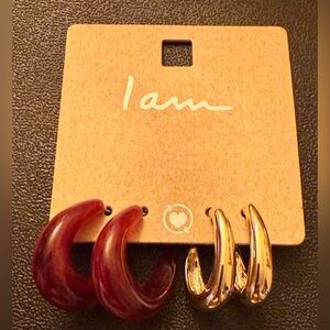 Gold and burnt/Red Women pierced Earrings Set